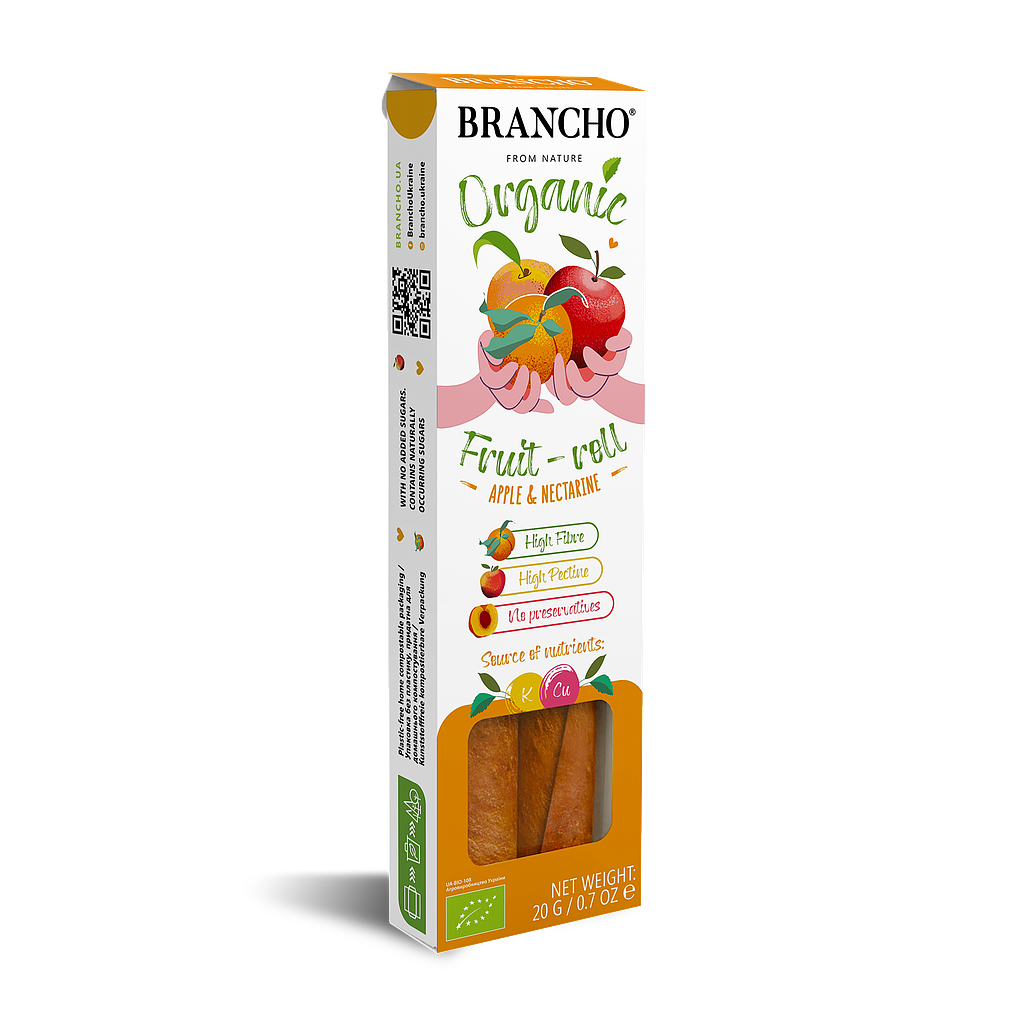 Органічний фруктовий рол &quot;Яблуко-нектарин&quot; 20г, Brancho