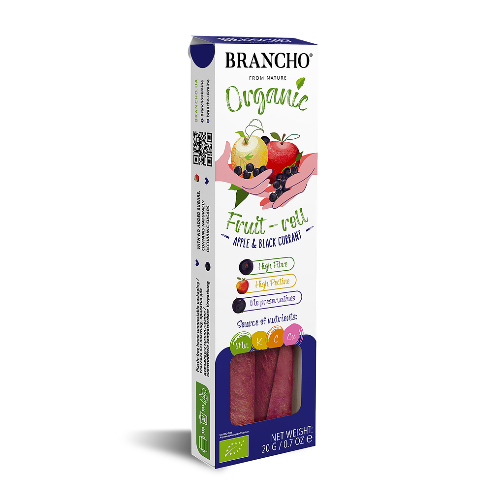 Органічний фруктовий рол &quot;Яблуко-чорна смородина&quot; 20г, Brancho